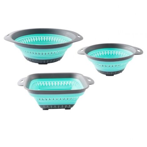 BEBUSINGOTO (Vert, lot de 3) panier égouttoir de cuisine pliable, panier de rangement égouttoir multifonctionnel en Silicone pour cuisine (1/5)