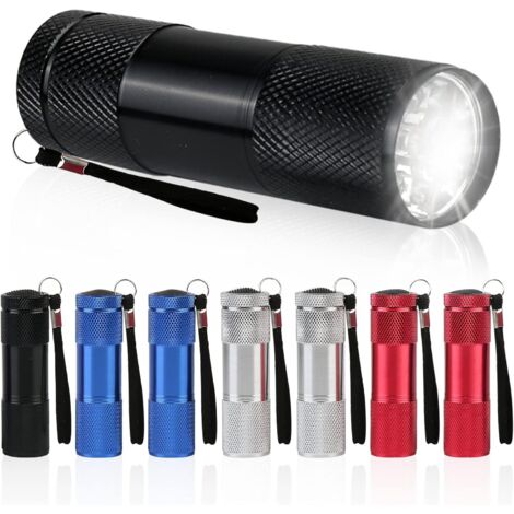 BEBUSINGOTO Mini Lampe de Poche - 8 Pièces Lampe Poche LED pour la fête d'anniversaire des enfants, Étanche Petite Lampe Torche en aluminium avec Lanyard pour Camping Lecture Randonnée Outdoor