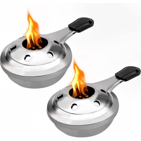 BEBUSINGOTO 2Pcs Réchaud à Alcool Portable en Acier Inoxydable, Brûleur d'alcool Détachable pour Fondue, Brûleur à Alcool Gélifié pour Le Camping en Plein Air, Écologiquez (1/5)