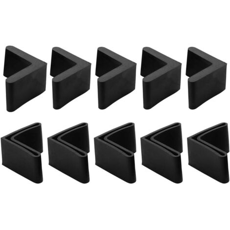 BEBUSINGOTO Casquettes Pieds Jambes Meubles Patin en Caoutchouc Forme L d'angle en Fer Noir 40 mm x 40 mm 10 pcs (1/4)