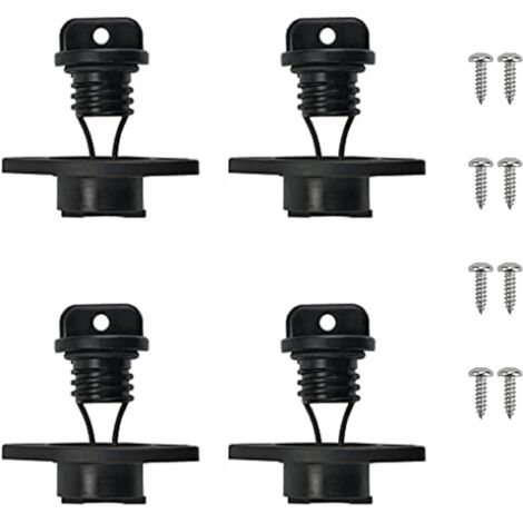 BEBUSINGOTO Lot de 4 Plastique Kayak Bouchon de vidange,Bouchons de vidange Portables pour Kayak,Bouchons de vidange universels en Plastique Noir pour Kayak,Bouchon de vidange pour Kayak avec 4 vis (1/5)