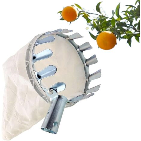 BEBUSINGOTO Outil de Cueillette de Fruits,Cueilleur de Fruits avec Sac en Tissu, Cueille-Fruits,Cueille Pomme pour la Cueillette des Pommes Oranges Pêches Poires Cerises (1/5)