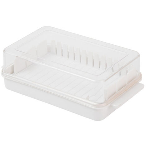 BEBUSINGOTO Beurrier avec couvercle en plastique, récipient hermétique avec stockage des aliments pour réfrigérateur domestique Blanc (1/5)