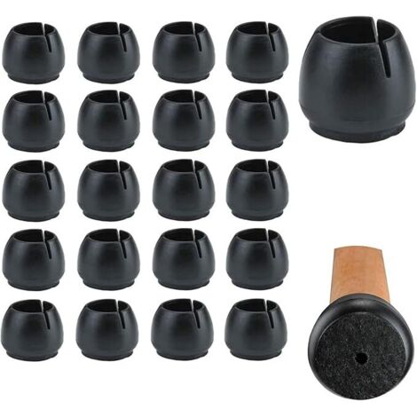 BEBUSINGOTO 20 Pièces Couvre Jambes de Chaise, Chaise Pieds Protecteur avec Feutre, pour Pieds de Chaise Protecteur de Pieds Chaise Housses en Caoutchouc, 26-29mm(Noir) (1/5)