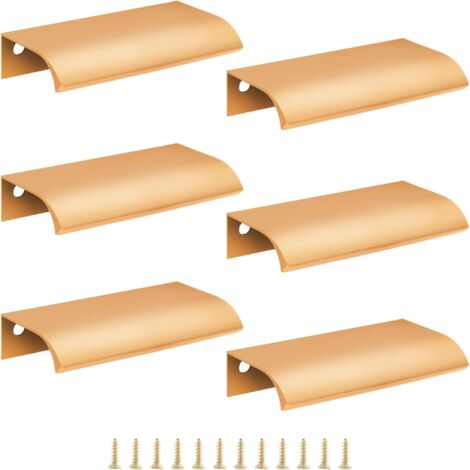 BEBUSINGOTO Lot de 6 poignées de placard de cuisine dissimulées en aluminium avec trou central de 64 mm – Poignée de porte invisible pour armoire (1/5)