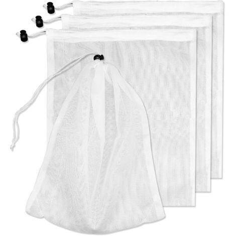 BEBUSINGOTO Lot de 4 Sacs en Maille de Rechange pour aspirateur Piscine, Filet Fin pour aspirateur Feuilles de Piscine avec Cordon Verrouillage, Sac filtrant pour aspirateur de Piscine, Sac de Nettoy (1/5)
