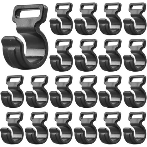 BEBUSINGOTO Crochets pour auvent de Camping - Lot de 20 Crochets en Plastique pour Tente Crochets en Plastique Suspension en Plastique Crochets de Camping en Plein air Plastique (Noir) (1/4)