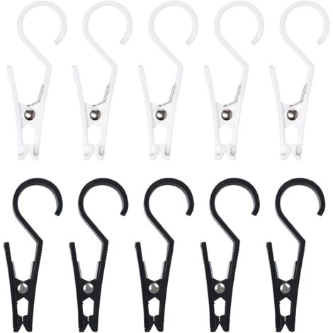 BEBUSINGOTO 10 Pièces Clips de Tente Crochet de Tente avec Clip Plastiques Clip d'auvent de Tente Multifonctions Pinces de Camping Tentes pour Camping Lumières Suspendre (Noir et Blanc) (1/5)