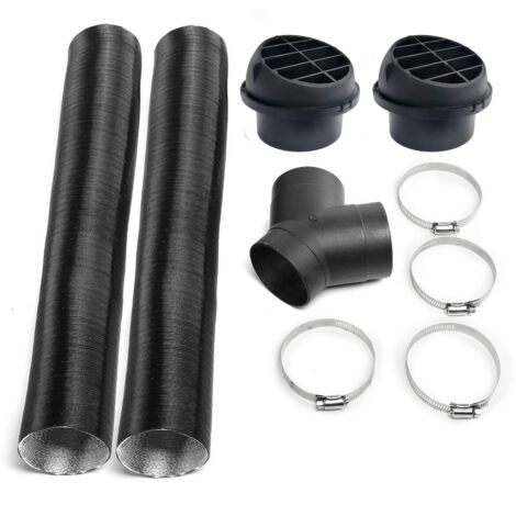 BEBUSINGOTO Accessoires de Chauffage Auxiliaire Diesel - Kit de Tuyaux en Y 75 mm pour Chauffage de Voiture, Sortie d'Air Chaud, Tuyau de Purge et Clips