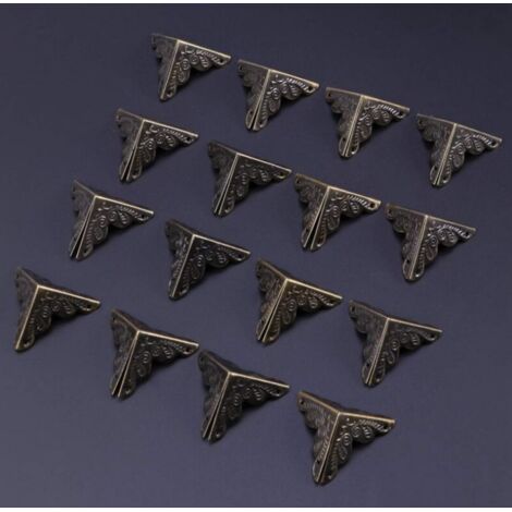 BEBUSINGOTO Lot de 30 Protections d'angle en métal pour coffres, Protection de Coin décorative Vintage avec 120 Clous aléatoire (1/5)