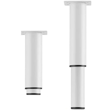 BEBUSINGOTO 2 Pièces Pieds de Meubles Réglables, Pieds de Table en Métal, Pieds Réglables en Hauteur 0-140 mm, Pieds de pour Meuble Cuisine, Armoires, Lit, Table Pieds - Blanc (1/5)