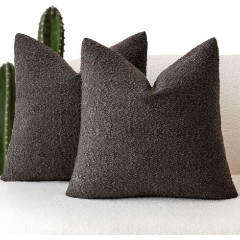 BEBUSINGOTO Lot de 2 taies d'oreiller texturées bouclées, confortables et tissées pour canapé, chambre, salon, décoration d'intérieur, 50 x 50 cm, marron foncé