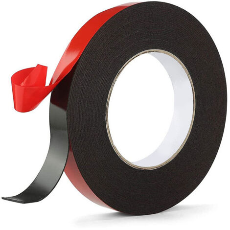 BEBUSINGOTO Scotch Double Face Extra Fort, 1 Rouleau (10MM10M) Noir Mousse PE Film Rouge Imperméable et ultra Résistant aux Hautes Températures Ruban de montage pour Voiture Fixation Maison et Bureau (1/5)