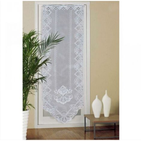 BEBUSINGOTO Rideau de Porte en Dentelle, 60cm x 180cm Rideaux en Voile de Fenêtre Semi Transparents, Rideau Brodé pour Décoration Maison Salon, Chambre, Blanc
