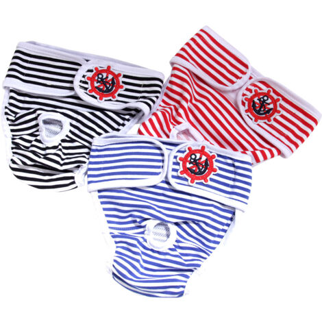 BEBUSINGOTO Lot de 3 Pantalon hygiénique pour chien Couches réutilisables pour chien Pantalon de sécurité lavable Couches d'hygiène menstruelle Sous-vêtements menstruels pour animaux Sous-vêtements p (1/5)
