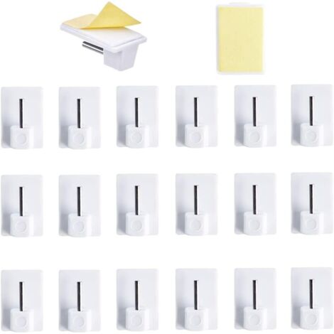 BEBUSINGOTO 20 pcs Rideaux Crochets Adhésifs pour Tringle Rideau Crochet Autocollant Accroche Rideau sans Percage pour Rideau Canne de Cuisine de Chambre de Salle de Bain de Balcon (1/5)