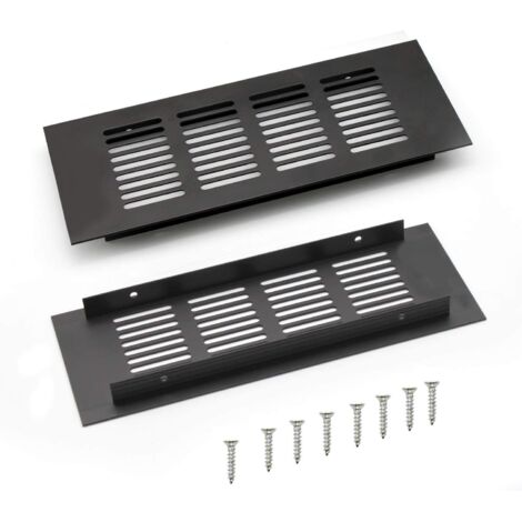 BEBUSINGOTO 2 Pièces Grille D’aération en Aluminium à Encastrer, Grille de Ventilation 200 mm Angulaire pour la Ventilation des Placards et des Chambres (Noir) (1/5)