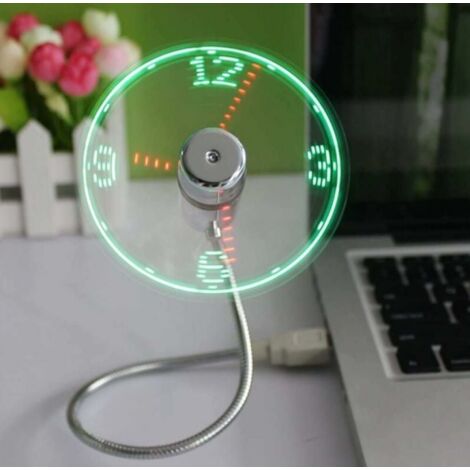 BEBUSINGOTO Mini ventilateur d'horloge USB, Col de cygne Flexible Horloge LED Ventilateur Usb Affichage de l'heure Ventilateur d'horloge pour PC Ordinateur Ordinateurs de bureau (1/5)