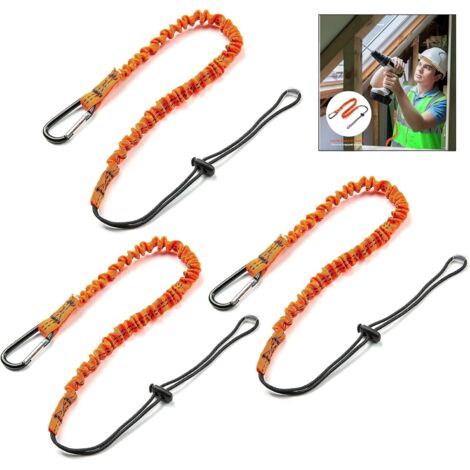 BEBUSINGOTO 3pcs Lanière à Outils, Cordon élastique, Outil de Sécurité Rétractable avec Mousqueton, Cordon Porte-Outils de Sécurité, Outil de Protection Contre Les Chutes (1/5)