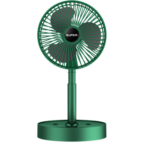BEBUSINGOTO Ventilateur portable pliable, rechargeable sur pied USB, 3 vitesses, 1200 mAh, ventilateur à piles pour la maison, le camping, l'extérieur et le bureau, 17 cm Vert (1/5)