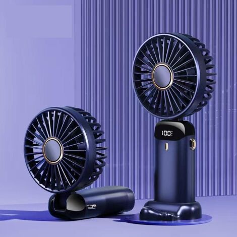 BEBUSINGOTO Ventilador de mano, mini ventilador portátil recargable por USB, ventilador de bolsillo pequeño de 5 velocidades con base, ventilador de mesa plegable con batería de 4000 mAh para oficina (1/5)
