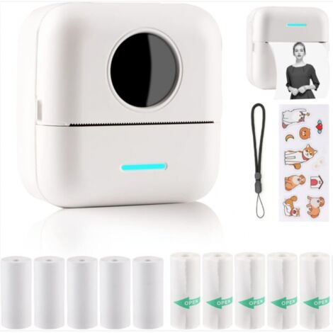 BEBUSINGOTO Mini Imprimante de Etiquette Mini Imprimante Photo pour Smartphone Autocollant Imprimante Thermique Imprimante Photo pour Journal Voyage Logo Notes Journal Liste Mémo (1/5)