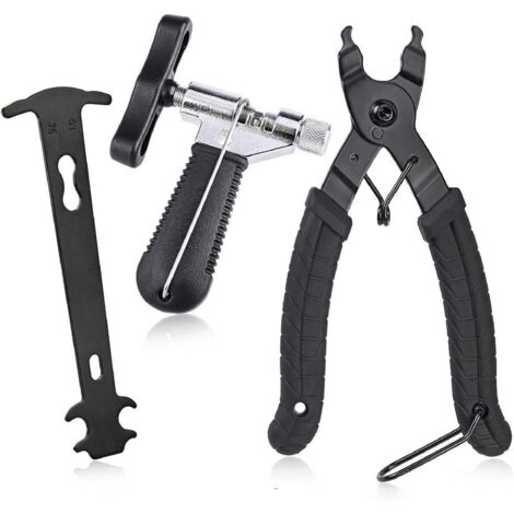 BEBUSINGOTO Ensemble d'outils de vélo (3 pièces) - Outil de dérive chaîne, pince à maillons de vélo, vérificateur de chaîne - Métal - Acier au chrome-molybdène (1/5)