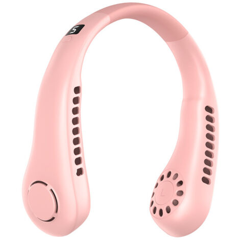 BEBUSINGOTO Rose Ventilateaur de cou portable sans lame 5 vitesses Affichage numerique 3000 mAh Grande capacite Rechargeable USB Petit ventilateur de poche