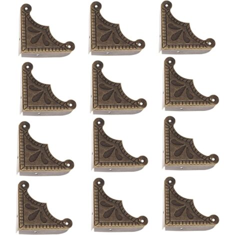 BEBUSINGOTO Coins de protection 38 x 38 x 9 mm - 12 PCS Coins Métal pour Boîte en bois - Angle de protection Accessoires pour Caisses Boîtes Meubles Tables Bronze Vintage Rétro Antique (1/5)