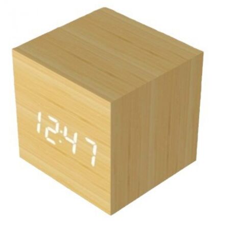 BEBUSINGOTO Réveil en Bois Mini Horloge Numérique avec Affichage De L'Heure De La Température Luminosité à 3 Niveaux Et Commande Vocale Idéale pour Les Déplacements à Domicile (1/5)