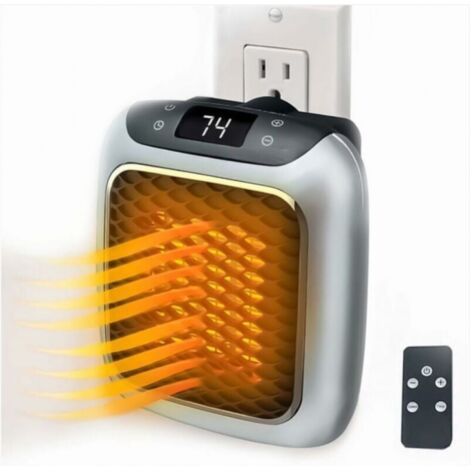 BEBUSINGOTO Chauffage soufflant intelligent en céramique 800 W, chauffage électrique avec prise murale, mini radiateur soufflant électrique avec thermostat à distance pour chambre, bureau, salon (1/5)