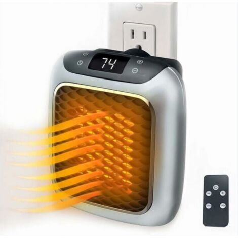 BEBUSINGOTO Chauffage soufflant intelligent en céramique 800 W, chauffage électrique avec prise murale, mini radiateur soufflant électrique avec thermostat à distance pour chambre, bureau, salon (1/5)