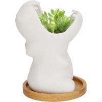 BEBUSINGOTO 9.5CM Pots de Fleurs en Céramique Blanc, Pots de Fleurs pour Plante Succulente, Mini Pot de Plante Hippopotame, Céramique Pots Plantes Décoration pou