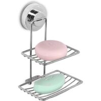 BEBUSINGOTO Porte-savon pour douche avec ventouse, porte-savon de douche, porte-savon en acier inoxydable, porte-savon pour mur de douche, porte-savon pour salle de bain, porte-savon adhésif
