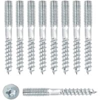 BEBUSINGOTO Pack de 10 vis double filetage M8 X 60mm, goujon double filetage, vis de fixation meubles, acier zingué