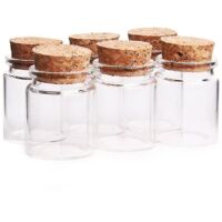 BEBUSINGOTO Lot de 6 petites bouteilles en verre de 50 ml (47 mm x 50 mm) avec bouchon en liège, petits pots de rangement pour épices, cadeaux de mariage