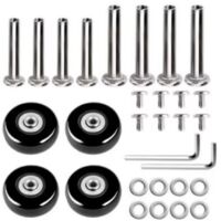 BEBUSINGOTO 50 x 18 mm Lot de 4 roues de rechange pour valise à bagages, roulettes pivotantes en caoutchouc Roulements Kits de réparation