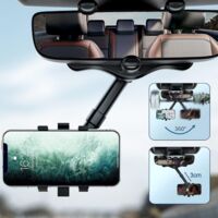 BEBUSINGOTO Support de téléphone portable de voiture, support de téléphone portable de rétroviseur de voiture, support de téléphone portable de voiture à rotation de 360