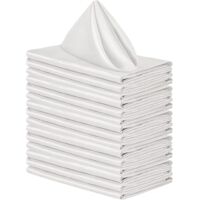 BEBUSINGOTO 20x Serviettes de Table Coton 48x48cm, Serviettes de Table en Tissu Lavable en Machine, Serviettes de Table Mariage Doux, Serviettes Carrées en Satin - Blanche