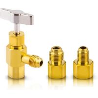 BEBUSINGOTO R134 Robinet à Réfrigérant Valve de Réfrigérant en Laiton pour Gaz Clim R134a Adaptateur R1234yf vers r134a pour Voiture ac Raccord Clim Auto R134a 1/4 Femelle et à 1/2 Mâle