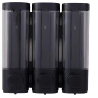 BEBUSINGOTO Lot de 3 distributeurs de savon, fixation murale, 300 ml, sans perçage, pour lavabo, salle de bain, gel douche, shampoing, lotion pour cuisine et salle de bain,noir