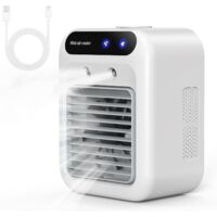 BEBUSINGOTO Climatiseur Portable, Climatiseur Mobile Silencieux, Refroidisseur d'air de 500 ml, Rafraichisseur d'air,2Vitesses+2Modes de Brumisation, Réglage de la direction du vent à 15°,Mini Climat