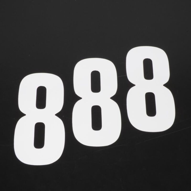 Autocollant lot stickers numéro course chiffre huit 8 blanc
