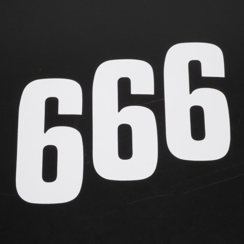 Autocollant lot stickers numéro course chiffre six 6 blanc
