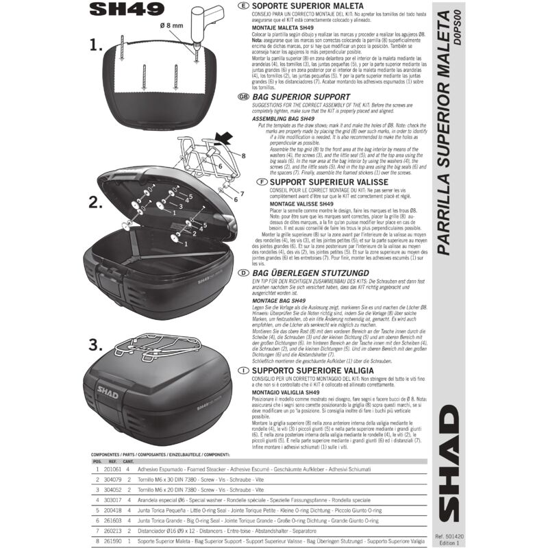 Support Top Case SHAD Pour GSF 600 Bandit (2000-2004) & 1200 Bandit (2001-2005) - S0BN60ST