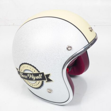 Casque bol jet Torx Wyatt blanc beige mat Taille XS pour moto