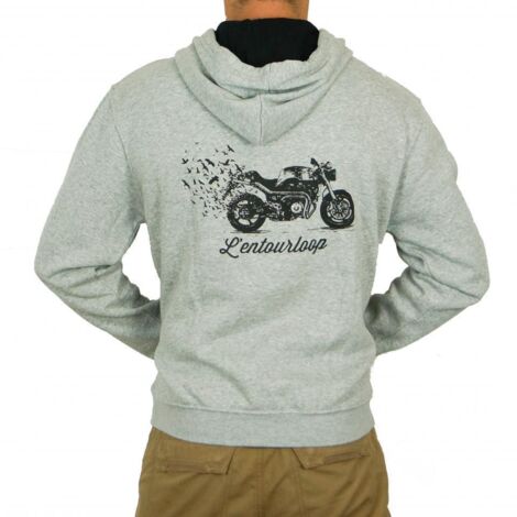 Sweat capuche pour moto Homme L'entourloop Birdy Gris taille L (1/2)