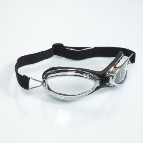 Lunette aviateur chromé et noir look rétro vintage pour casque