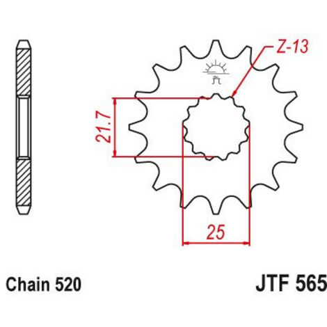 Pignon TT Lightweight Kawasaki-Yamaha - 520 - 13 Dents - Similaire JTF565 - Made in Germany (1/2)