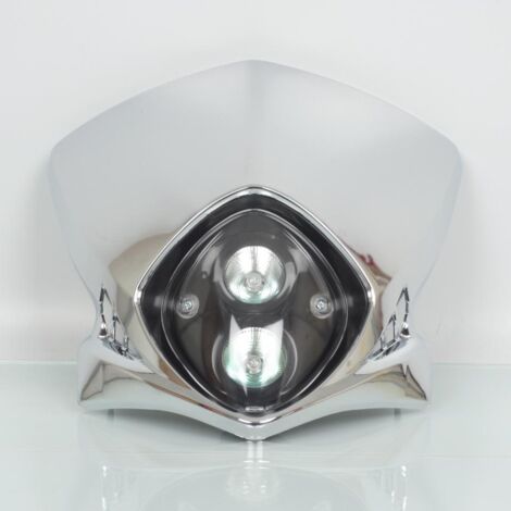 Plaque phare tête de fourche optique tuning Mad Whoops chrome (1/3)